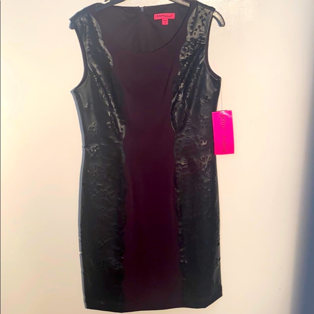NWT Betsey Johnson Shift Dress with Faux Leather